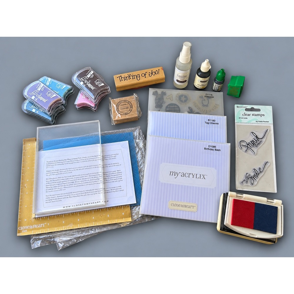 19 pc lot Close To My Heart Scrapbook Card Making Stamping Lot Craft Acrylix ink